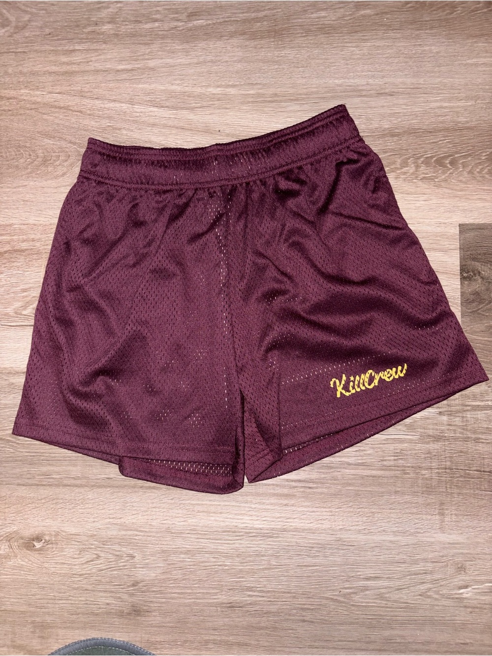 Kill Crew Burgundy Mesh Athletic Shorts with Gold Logo